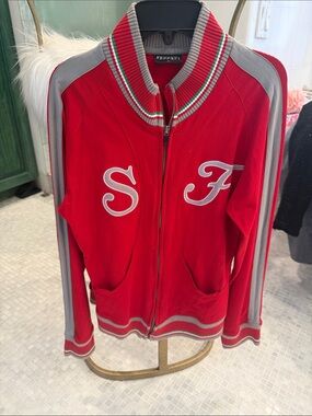 Vintage Ferrari Red and Gray Zip-Up Track Jacket